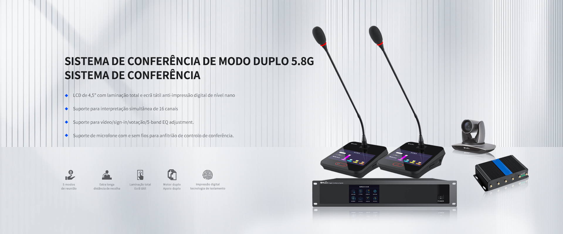 Microfone de conferência sem fios 5.8G